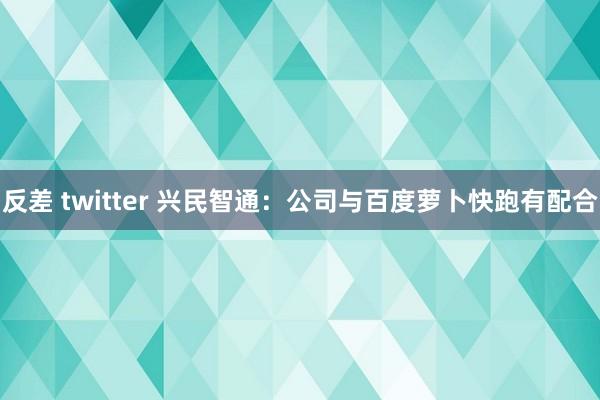 反差 twitter 兴民智通：公司与百度萝卜快跑有配合