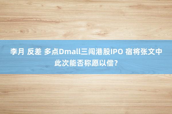 李月 反差 多点Dmall三闯港股IPO 宿将张文中此次能否称愿以偿？